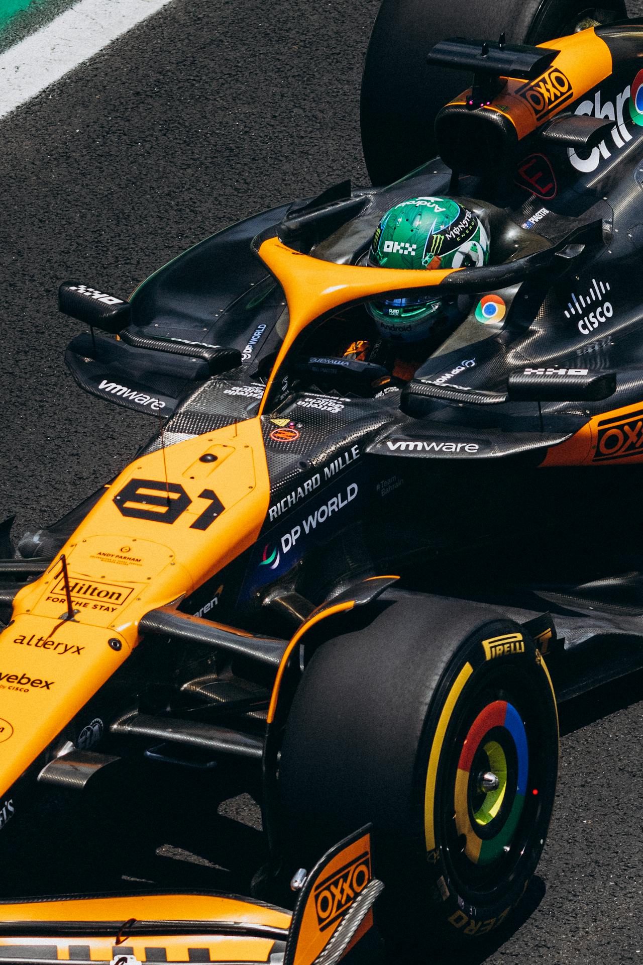 Formula 1 cockpit and steering wheel