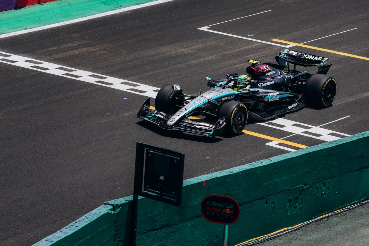 Podium celebration at a Grand Prix